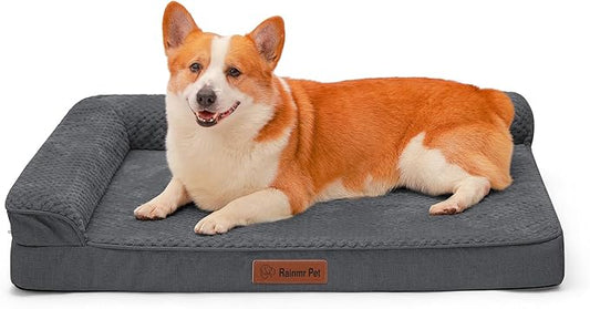 Orthopedic Dog Beds Large Sized Dog, Memory Foam Pet Bed for Large Dogs, Washable Removable Cover, Nonskid Bottom, Waterproof, 41x27x6 Inches, Dark Grey