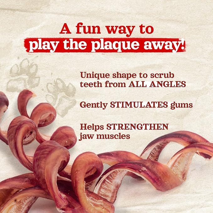 Natural Farm Odor-Free Curly Bully Sticks (10-12 Inch, 5 Pack), Fully Digestible, 100% Beef Pizzle Chews, More Engagement & Fun, Grass-Fed, Non-GMO, Fully Digestible - Best for Small & Medium Chewers