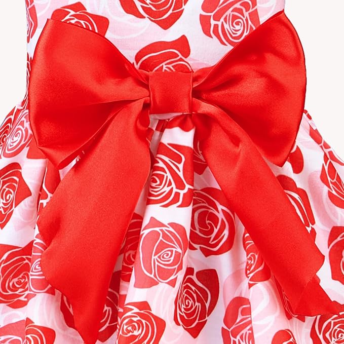 PUPTECK Dog Wedding Dress Outfit Puppy Cute Small Dogs Clothes,Rose,L