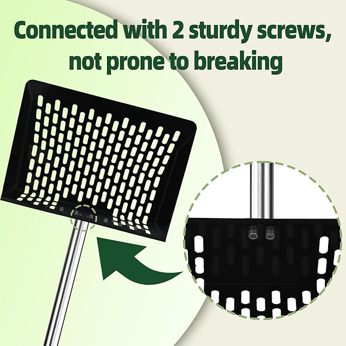 Jusoney Heavy-Duty Chicken Poop Scooper with 4-in-1 Adjustable Handle (35"-61") - Sturdy Stainless Steel and Iron Construction for Large Chicken Coop - Ergonomic Design & Easy Cleaning