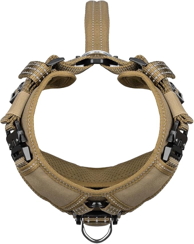 ICEFANG Dog Strap Harness with All-Metal Hardware,for Small Sized Dog,K9 Vest,Y-Shape Soft Padding,Adjustable Pet Harness,No-Pull Front Leash Clip (Small (Pack of 1), Brown)