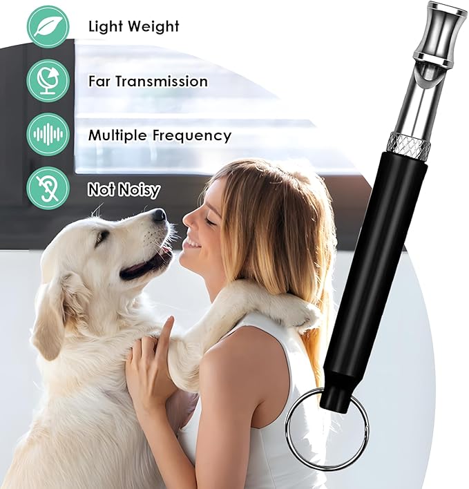 Dog Training Whistle with Adjustable Tone, Neck Strap and Lanyard, for Outdoor Recall Training, All Breeds