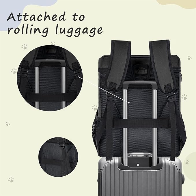 ANILD Dog Travel Backpack - Airline Approved Double-layer Pet Travel Backpack with 2 Food Storage Bag and 2 Foldable Silicone Bowls for Hiking & Camping