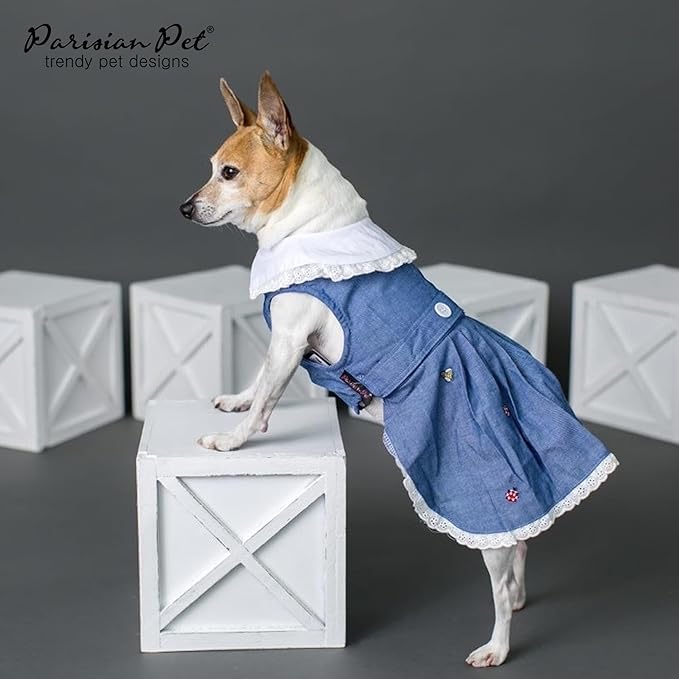Parisian Pet Chambray Dog Skirt - Sleeveless Lightweight Dog Summer Dress for Small Dogs' Girl S