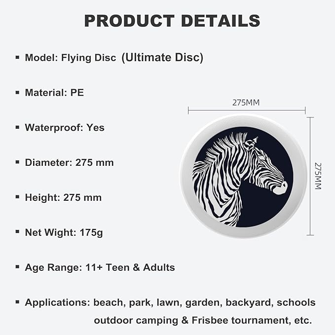 Phoenix Outdoor Flying Disc Fire Phoenix Black Ultimate Disc 175g for Boys Girls Men Women Birthday Christmas