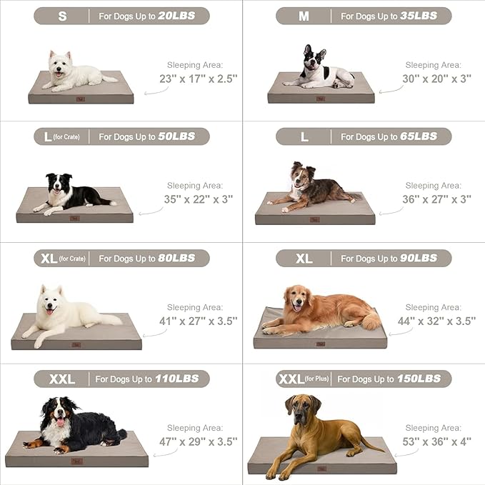 Waterproof Outdoor Dog Bed for Medium Dogs - All Weather Orthopedic Design with Egg Crate Foam and Removable Washable Oxford Cover, 30x20 Inch, Khaki