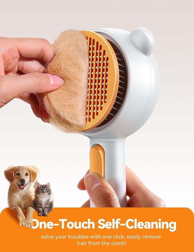 Pet Steam Brush for Dogs & Cats, Brushes for Indoor Cats with Release Button, Dual Speed Spray USB Rechargeable Grooming Supplies, Dog Brush for Shedding Suitable for All Long- and Short-haired Pets