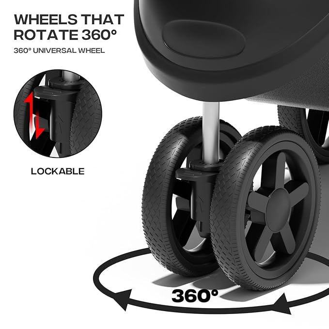 Cat Dog Stroller,3-Wheels Pet Stroller for Medium/Puppy Dogs 30 Lbs, Cat Strollers for 1 Cats, Foldable Dog Stroller with Storage Basket and Cup Holder, Breathable Mesh Black