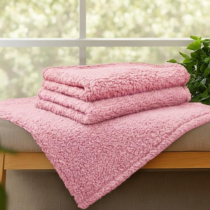 Luciphia 1 Pack 3 Calming Dog Blanket Fluffy Premium Fleece Pet Blankets Soft Sherpa Throw for Dogs Puppy Cat Pink Medium (30" x20")