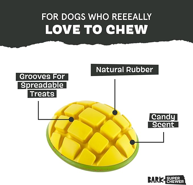 Barkbox Go Mango Tough Squeaky Rubber Dog Toy - Candy-Scented, Durable Design for Long-Lasting, Squeaky Fun - Large Breeds