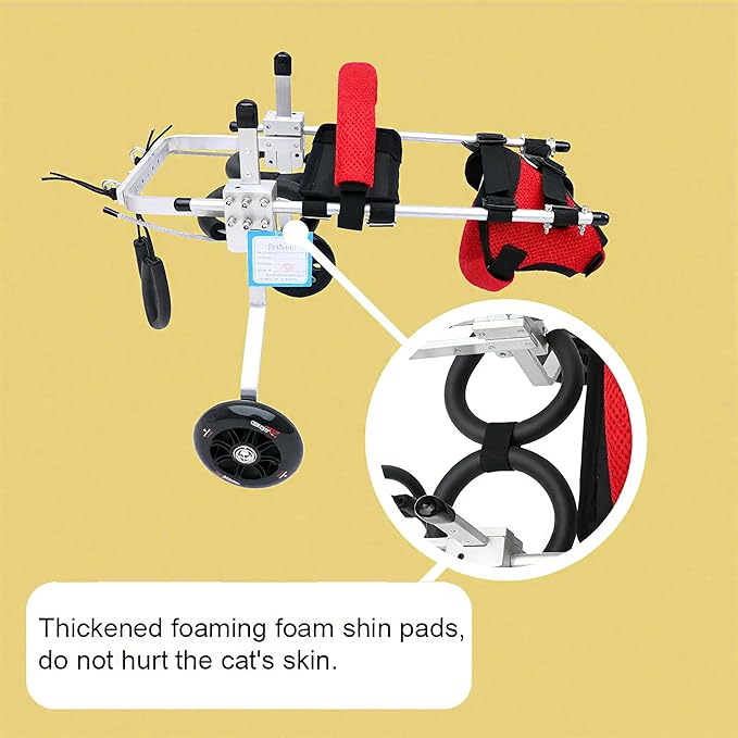 Cat Wheelchair Adjustable 2 Wheels Pet Wheelchair Lightweight Cat Support Wheels for Rehabilitation Aid for The Back Legs of Aging, Arthritic, Injured, Disabled, Weak Cats/Pets (M)