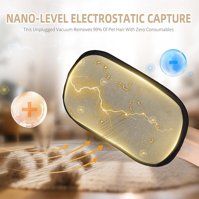 2 PCS Pet Hair Removal Glove for Cats & Dogs, Newly Pro Five-Finger Electrostatic Pet Hair Remover Gloves, Magic Brush Pet Hair Removal Tool (Black, L)