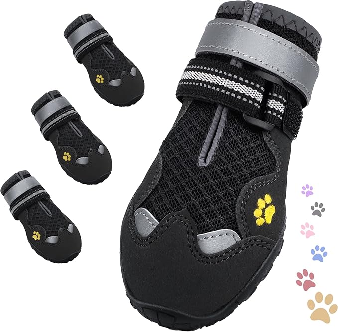 Dog Shoes for Large Medium Small Dog, Mesh Breathable Dog Shoes for Hot Pavement, Anti-Slip Dogs Boots Paw Protectors with Reflective for Outdoor Walking Indoor Hardfloors (Size 5)