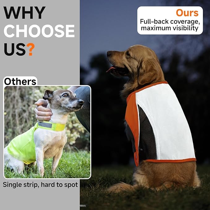 DORA BRIDAL Reflective Dog Vest for Small Dogs, Orange High Visibility Safety Pet Vest for Hunting, Walking at Night