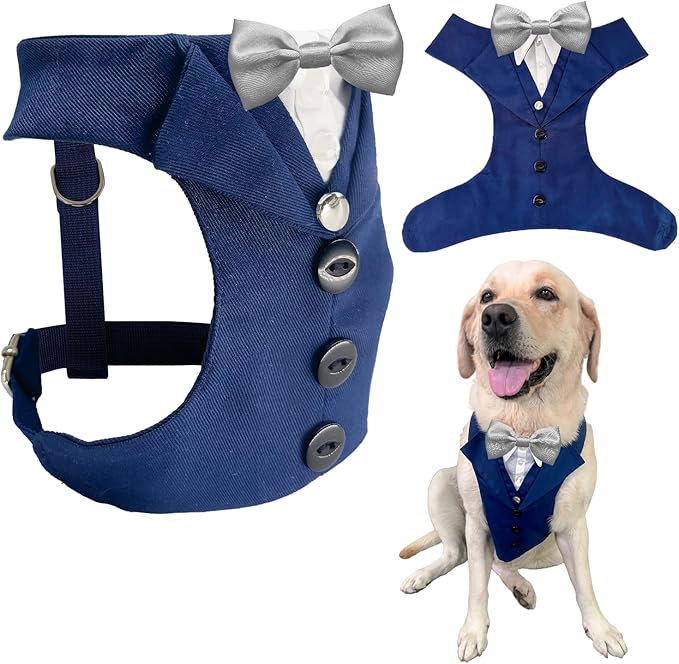 AVERYDAY Dog Tuxedo for Wedding Outfit, Dog Suit and Tie Costumes for Birthday, Halloween, Cosplay, Christmas Party, Pet Formal Wear with Bowtie, Tux for Medium Large Dogs, Bulldog, Labrador, Husky