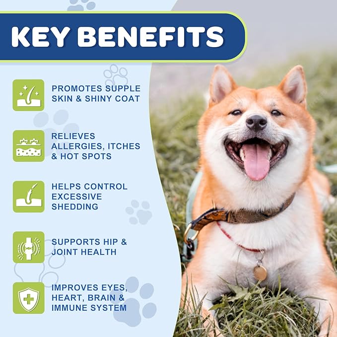 NATURE TARGET Omega 3 Fish Oil for Dogs, Salmon Oil for Dogs Skin and Coat with EPA & DHA Fatty Acids, Dog Itchy Skin Relief & Hot Spot Treatment, Reduce Shedding, Support Hip & Joint Health - 180 ct