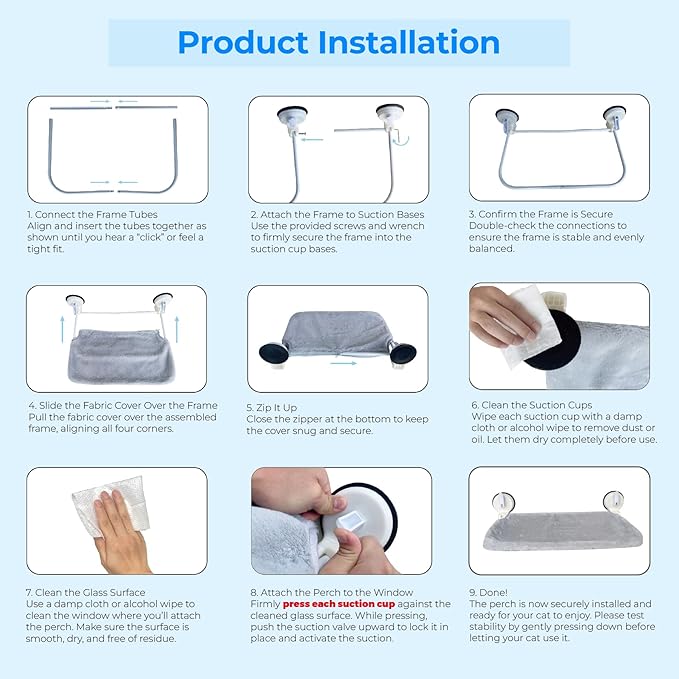 L&W BROS. Cat Window Perch with Lever Lock Suction Cups Holds up to 50 lbs Foldable & Space Saving Design Heavy Duty Window Hammock for Large Cats (L 1Pc)