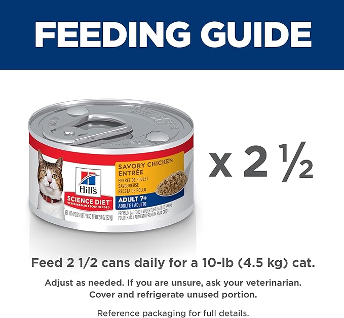 Hill's Science Diet Adult 7+, Senior Adult 7+ Premium Nutrition, Wet Cat Food, Chicken Minced, 2.9 oz Can, Case of 24