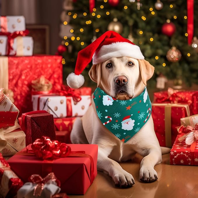 Preboun 100 Pcs Christmas Dog Bandanas Bulk Xmas Bandanas for Dogs Triangle Kerchief Bibs Scarf for Pet Xmas Costume Photo Props Accessories Pet Shops Adoption Events, 25 Styles(25.6 x 17.7 x 17.7)