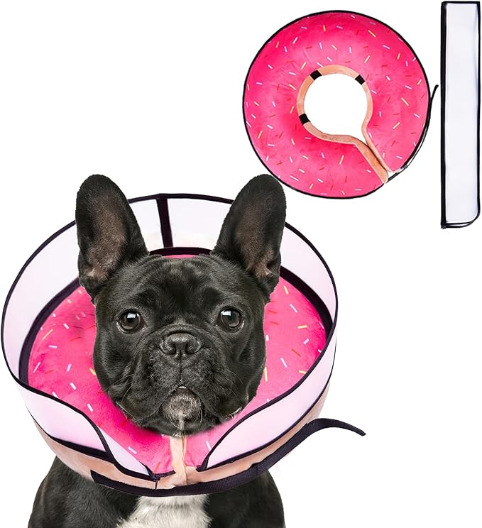 Inflatable Dog Cone Collar with Enhanced Anti-Licking, Soft Neck Donut for Dogs Cats, Recovery Pet Cone Collar After Surgery for Large Medium Small Dogs… (Donut Pink, Medium)