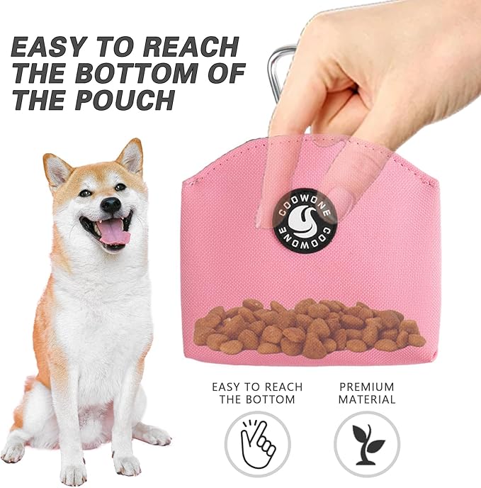COOWONE Dog Treat Pouch Magnetic Closure Small Dog Training Treat Pouch Pocket Sized Small Dog Treat Pouch with Clip (Pink)