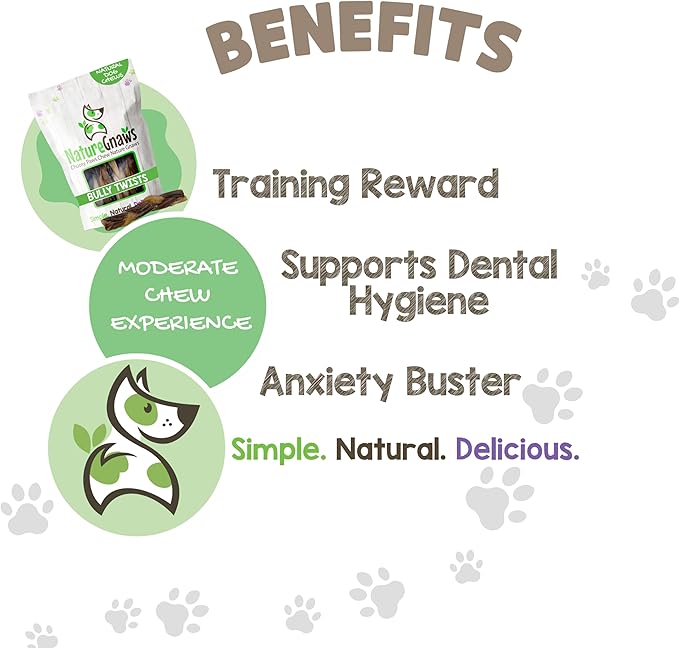 Nature Gnaws Braided Bully Twists for Dogs 5-6" (3 Count) - Long Lasting for Small and Medium Dogs - Natural Beef Dog Chew Bones