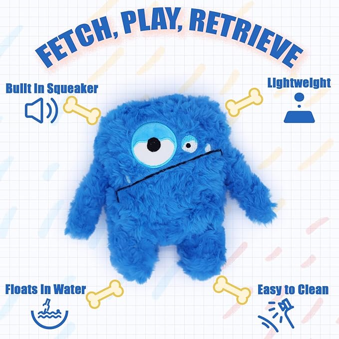 Plush Squeaky Dog Toy, Crinkle Stuffed Dog Toy Keep Them Busy Tug of War Dog Chew Toy for Small Medium Large Dogs (Blue)