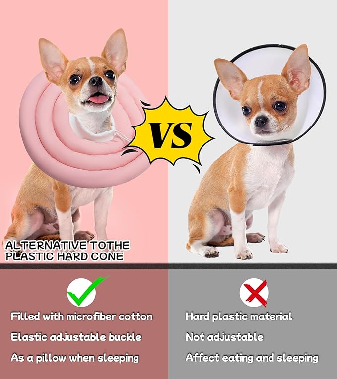 Soft Dog Cones, Recovery Dog Donut Collar After Surgery-Cone of Shame Alternative, Pet Elizabethan E-Collar Anti-Bite Lick Wound Healing Adjustable for Small Large Medium Dogs-BARDIMIES