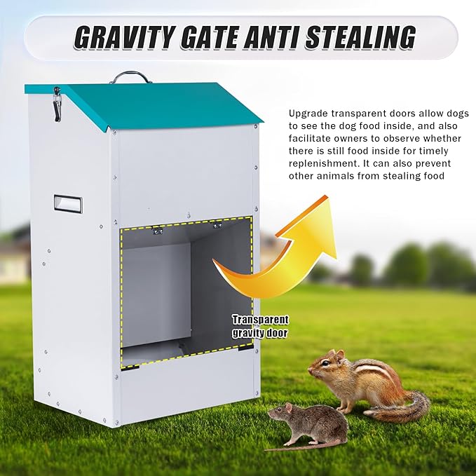 Automatic Dog Feeder for Large Dogs Outdoor 50Lbs Dog Food Dispenser Dog Feeding Station Galvanized Gravity Feeder Pet Feeder for Large Breed (50lbs)