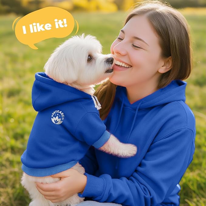 PETCARE Dog Hoodie Sweaters for Small Medium Dogs Cats Cute Soft Warm Fleece Puppy Sweaters Dog Clothes Hoodies Sweatshirt Reflective Fall Winter Chihuahua Yorkie French Bulldog Outfits, Navy