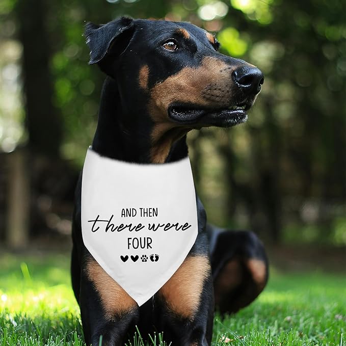 Baby Announcement Dog Bandana and Then There were Four Coming Soon Bandana Baby Announcement Photo Props Pet Scarf Accessories for Pet Dog Lovers Gifts