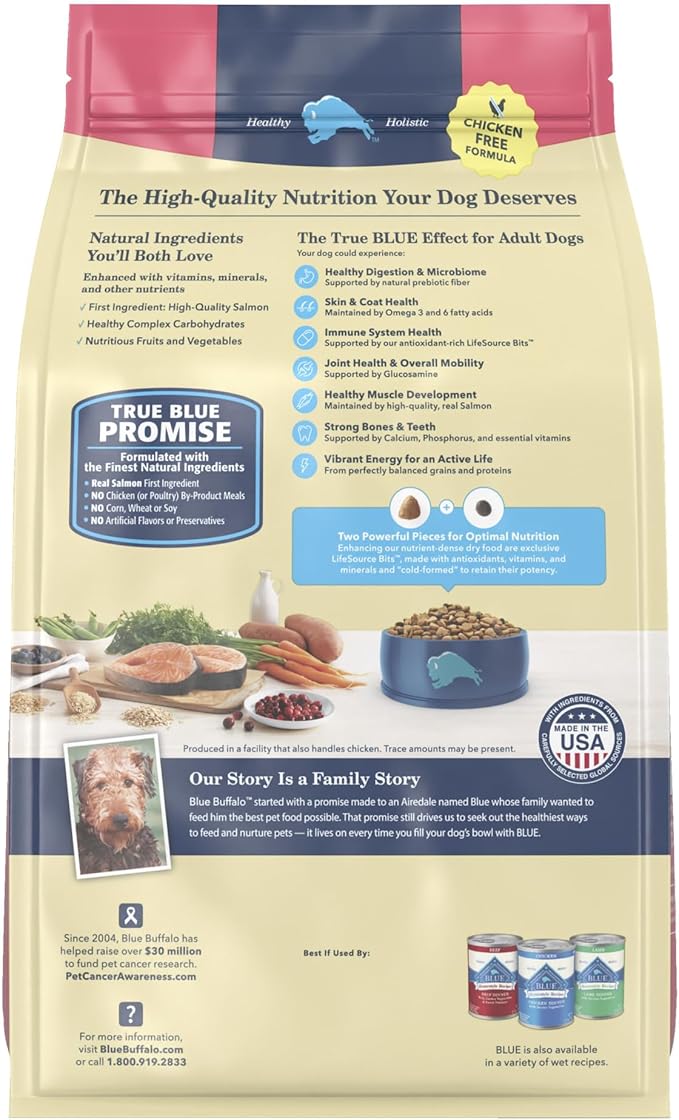 Blue Buffalo Life Protection Formula Adult Dry Dog Food, Helps Build and Maintain Strong Muscles, Made with Natural Ingredients, Salmon & Brown Rice Recipe, 15-lb. Bag