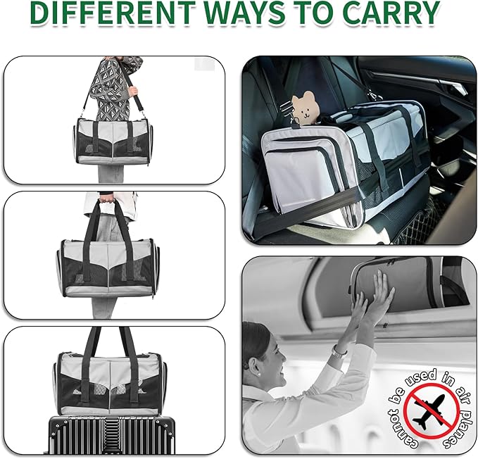 Cat Carrier with Litter Box - INRLKIT Cat Carrier for 2 Cats, Portable 2-in-1 Double Cat Travel Carrier Bag for Traveling, Expandable Pet Carrier for Car, Portable Travel Litter Box for Cats (Grey)