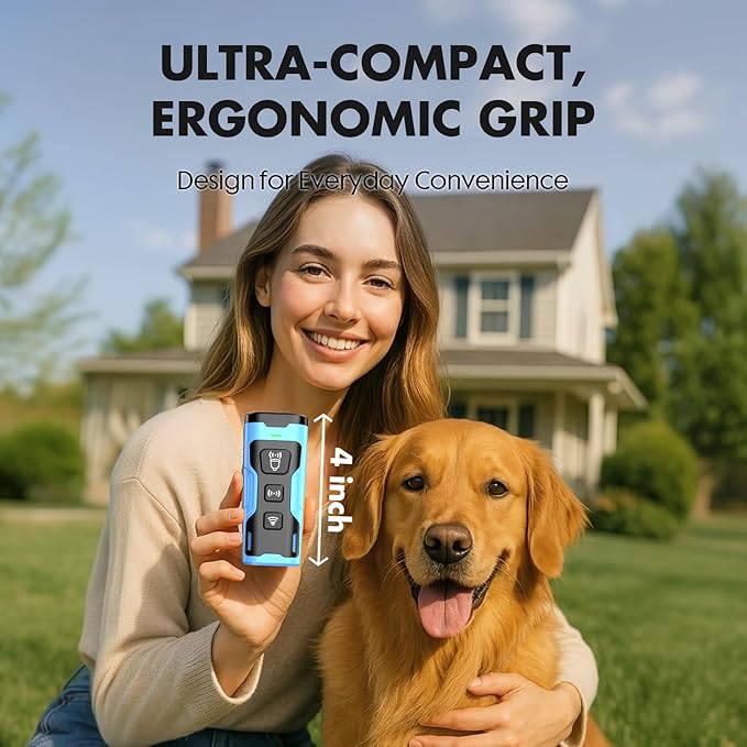 Dog Bark Deterrent Device- 3X Ultrasonic Anti Barking,6 Training Modes 23 FT Range–Barks No More Indoors Outdoors Behavior Correct Rechargeable,Compact,Safe, Humane Training for Dogs