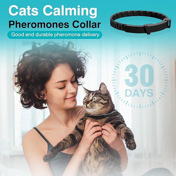 6 Pack Calming Collar for Cats Cat Calming Pheromones Collar Stress and Anxiety Relief for 30 Days Pheromone Collars Adjustable Calm Care Products Anti Aggression Stop Meowing Relaxer for Cats in Heat