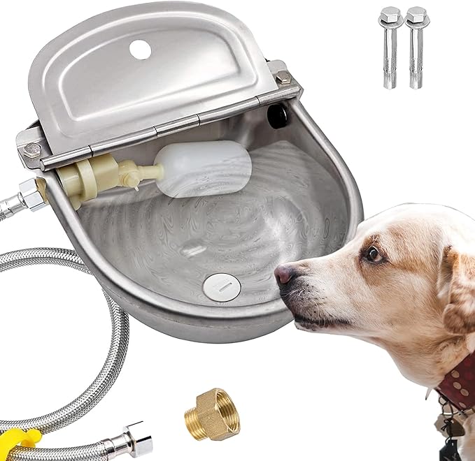 Automatic Dog Water Bowl Dispenser Large Size Pet Waterer Feeder Stainless-Steel Water Trough for Poultry and Small Livestock