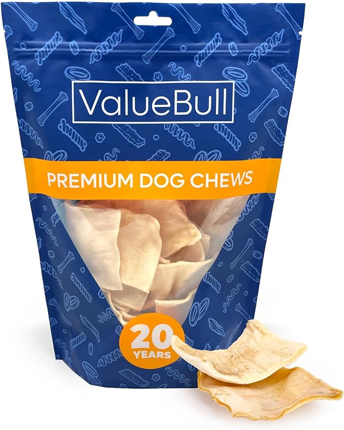 ValueBull USA Rawhide Chips, 25 Count - Natural & Safe, USA Beef Hide, Long Lasting, Chemical Free, No Artificial Flavors