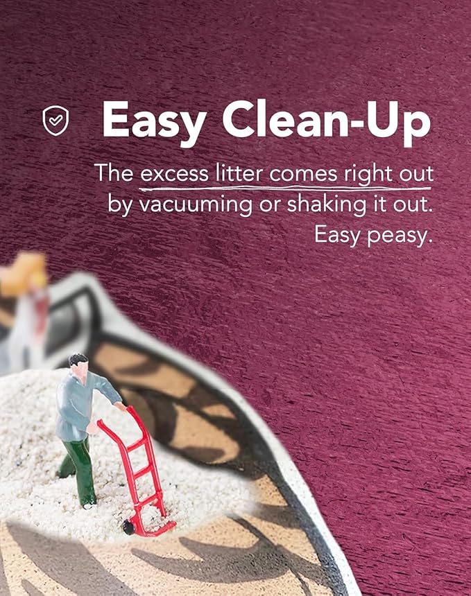 Lukamoo® Cute Cat Litter Mat (30’’x20’’), Large/L, for Kitty Litter & Cute Cat Litter Box, Cat Accessories for Indoor Cats, Litter Trapping Mat (Large (30'' x 20''), Record Player)