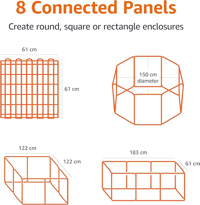 Amazon Basics Foldable Octagonal Metal Exercise Dog Playpen - Indoor/Ou, , Blacktdoor, No Door, Small (8 Panels, 24 x 30), Easy to assemble, store, and customize, 30" - Small, Black