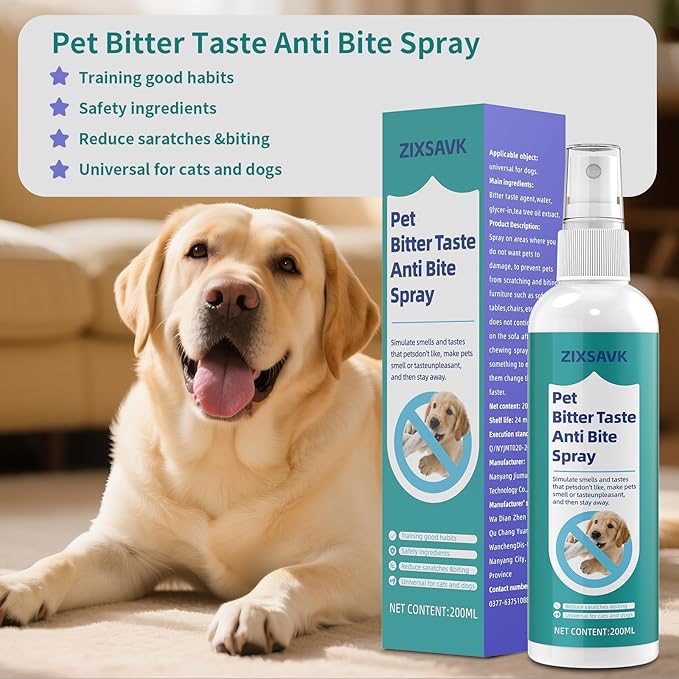 Bitter Apple Spray for Dogs - No Chew Spray for Dogs | Safe, Non-Toxic Chewing Deterrent | Stop Licking, Biting & Destructive Behavior | Training Aid(2 * 200ml)