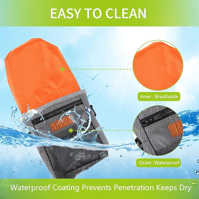 Dog Treat Training Pouch Easily Carries Pet Toys Kibble,Treats Built-in Poop Bag Dispenser 3 Ways to Wear Comes with a Foldable Silicone Bowl(Dark Grey)