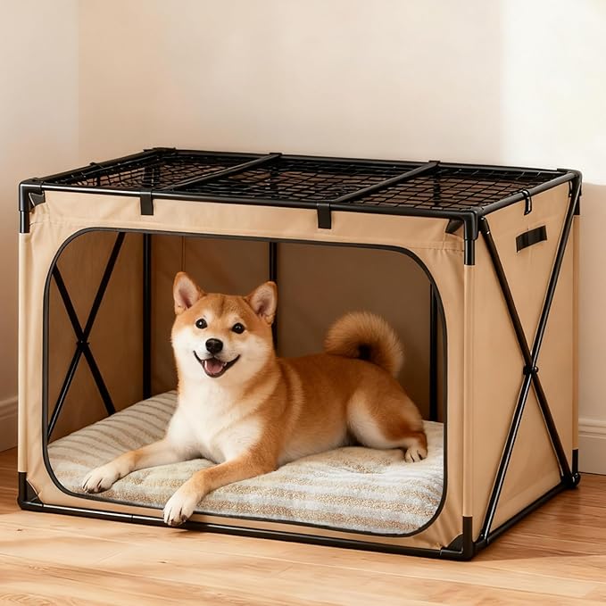 FURTIME Washable XXL Dog Bed for Extra Large Dogs, Giant Deluxe Dog Crate Beds Comfy Fluffy Kennel Pad Anti-Slip Pet Sleeping Mat, Machine Washable Dogs Pillow, 47"x29"x4", White