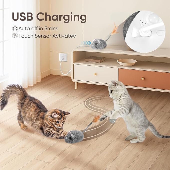 Cat Mouse Toy Remote Control Cat Toy Moving Interactive Cat Toys for Indoor Cats with 2 Modes,3 Adjustable Speeds