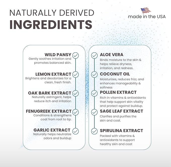 Lillian Ruff Waterless No-Rinse Dog Dry Shampoo Spray with Hydrating Essential Oils - pH-Balanced Dry Shampoo for Dogs - Clean, Condition, Detangle & Deodorize Dry, Sensitive Skin (16oz/Brush)