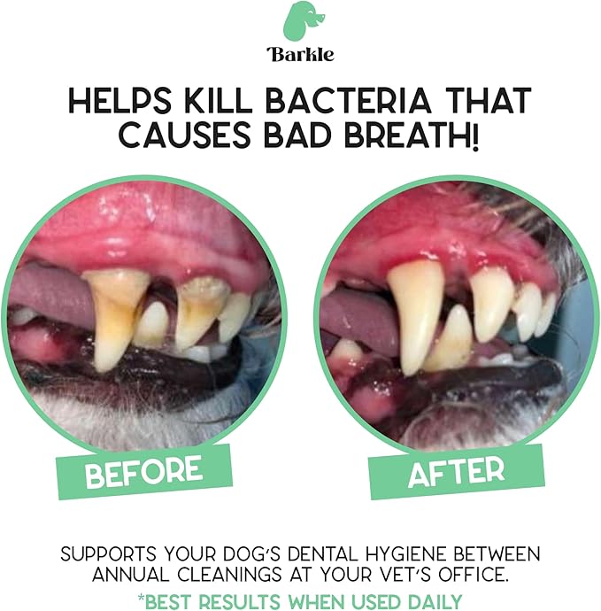 Barkle Vet Approved Dog Teeth Cleaning Toothpaste & Tooth Brushing Kit | Eliminate Plaque, Tartar & Bad Breath | Mint Dog Breath Freshener Gel | Puppy & Small Breed Safe | Free Finger Brush (60 Days)