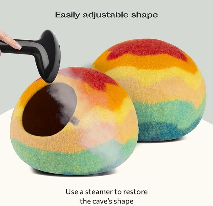 MEOWFIA Cat Cave – Premium Felt Cat Bed for Indoor Cats, Handmade 100% Merino Wool (Medium, Tucson Sunset)