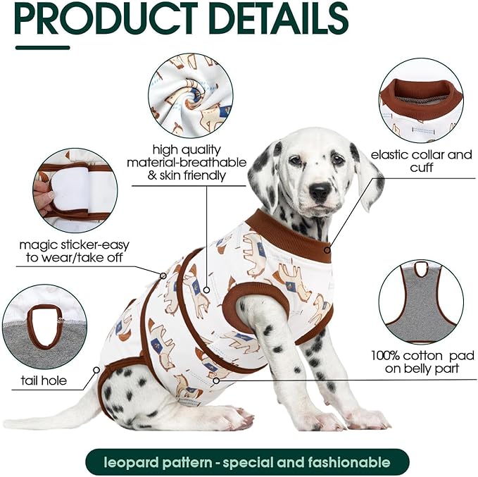 Kuoser Dog Recovery Suit for Post-Surgery Care, Spay Neuter Bodysuit for Female & Male Dogs, Anti-Licking Surgical Onesie, Snug Fit for Abdominal Wound Protection & Skin Healing, BrownPony M