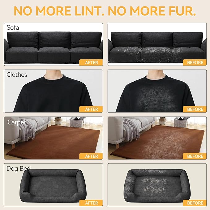 Zayin Pet Hair Removal Glove - 2 Pack Five Finger Electrostatic Pet Hair Remover Glove, Remover Glove Lint Rolls into Strips, Dog and Cat Hair Removal Tool for Furniture, Couch, Car & Clothes