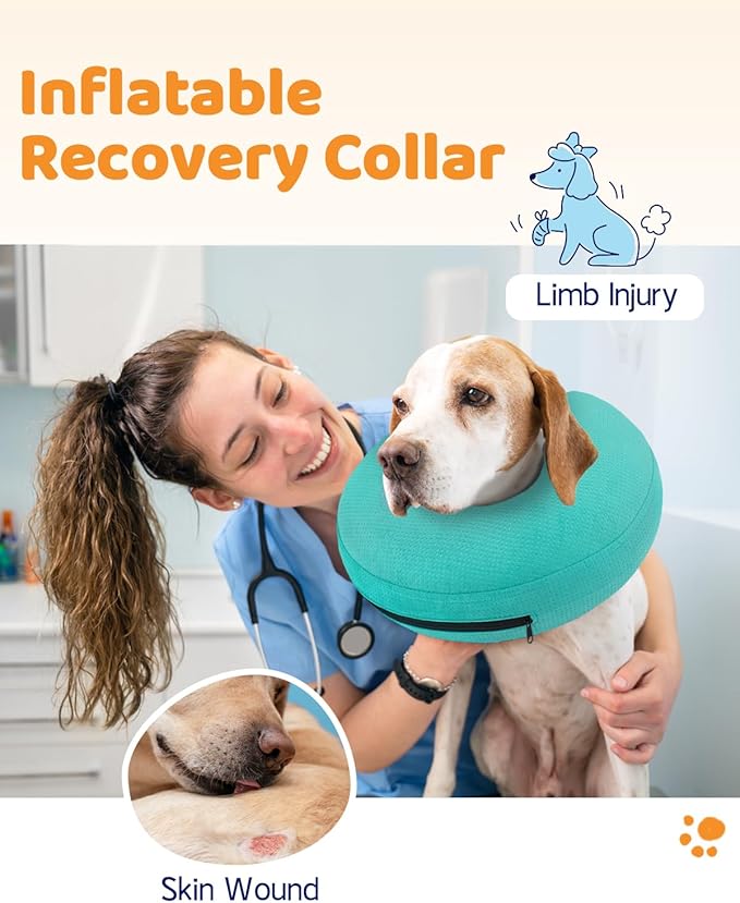 Supet Inflatable Dog Cone Collar for After Surgery Donut, Soft Dog Cones for Small Medium Large Dogs Pets, E Collar Pet Neck Donut Collar Alternative After Surgery