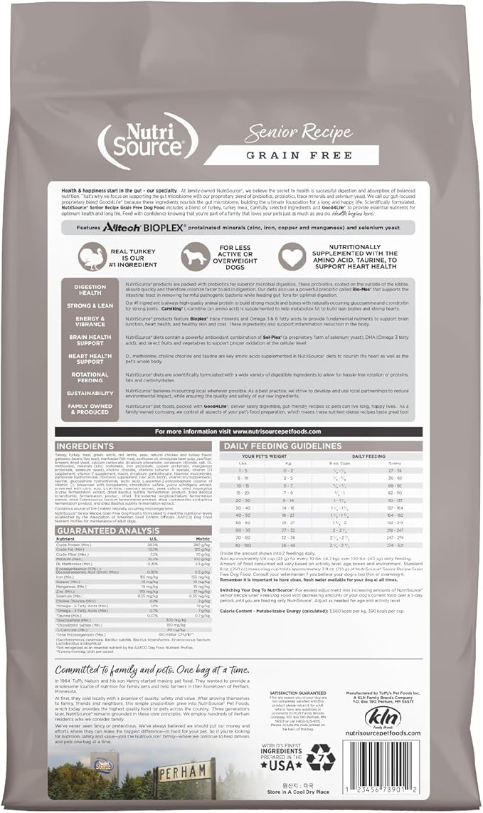 Nutrisource Grain Free ( Turkey ) Senior Dog Food 5Lb